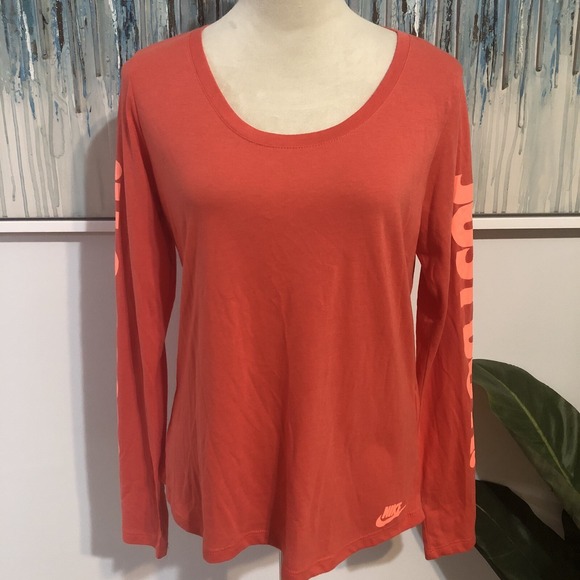 Nike Just Do It Tee Women's Size Large Orange Activewear Top - Picture 1 of 6